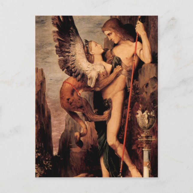 Postal Gustave Moreau - Edipo y el esfinge (Anverso)