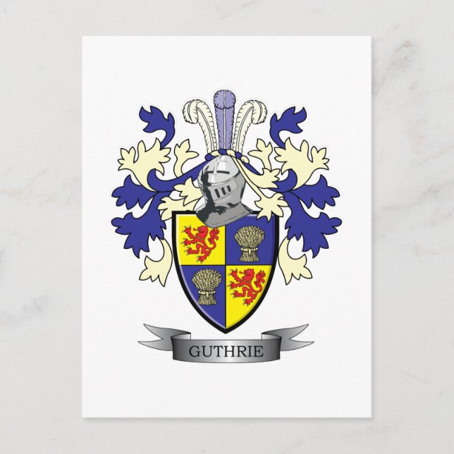 Postal Guthrie Family Crest Coat of Arms (Anverso)
