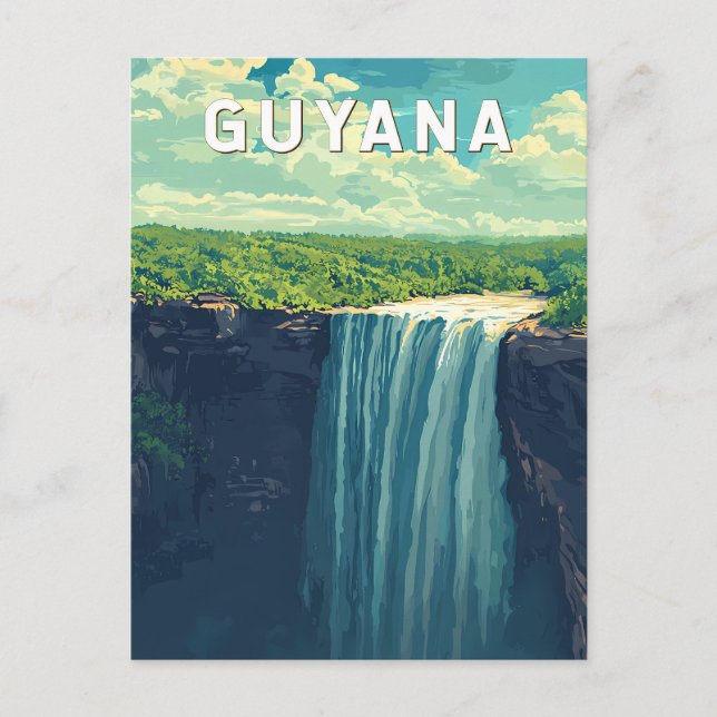 Postal Guyana Ilustracion Viaje al arte de cosechar (Anverso)