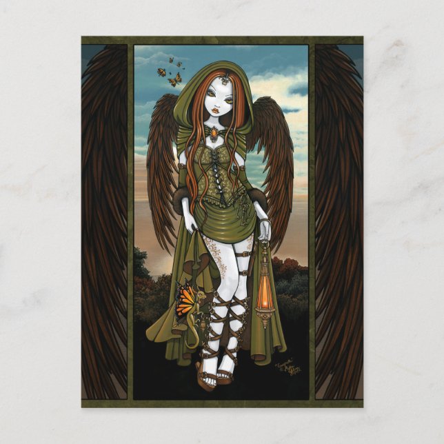 Postal Gwyneth Sunset Dragon Lantern Angel Postcard (Anverso)
