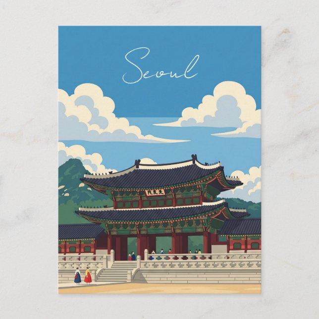 Postal Gyeongbokgung en Seúl, Corea del Sur (Anverso)