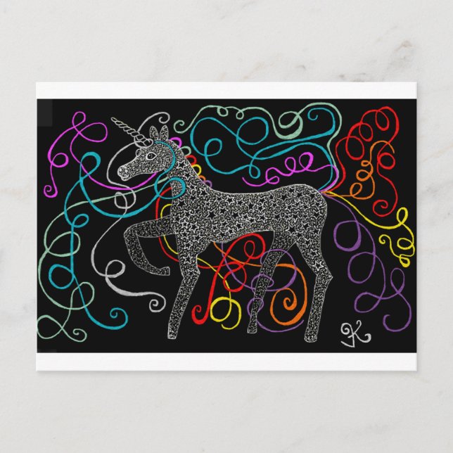 Postal Gypsy el unicornio mágico completado (Anverso)