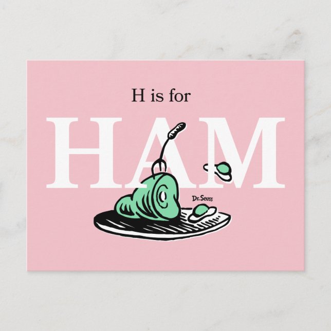 Postal "H es para HAM" | Diseño de alfabeto (Anverso)