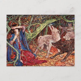 Postal H J Ford Ilustracion de época Princesa y Lobos