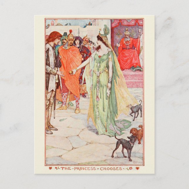 Postal H J Ford Ilustracion de época que la princesa elig (Anverso)