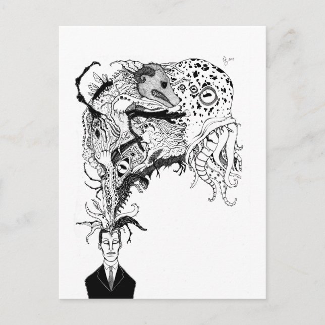 Postal H.P. Los monstruos de Lovecraft (Anverso)
