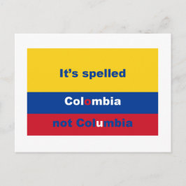 Postal Ha deletreado Colombia no Columbia