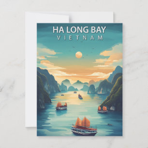 Postal Ha Long Bay Vietnam Boats Vintage