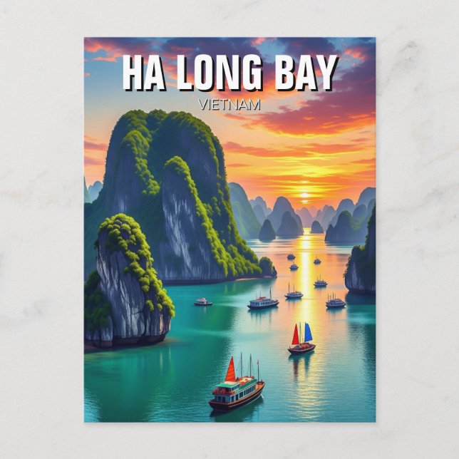 Postal Ha Long Bay Vietnam Sunset (Anverso)