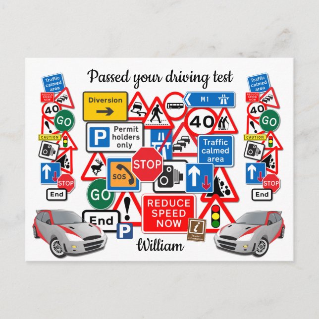 Postal Ha pasado tu prueba de conducción ~ ¡Felicitacione (Anverso)