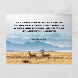 Postal Habakkuk 3:19 Biblia Verse Deer y Montañas