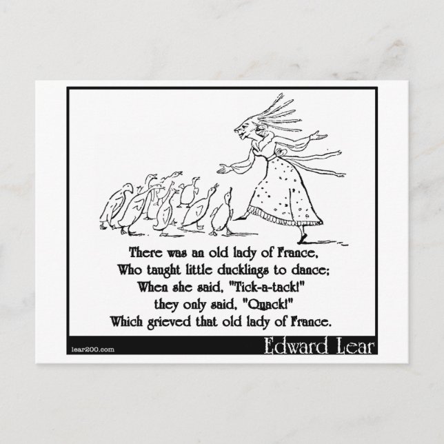 Postal Había una anciana dama de Francia (Anverso)