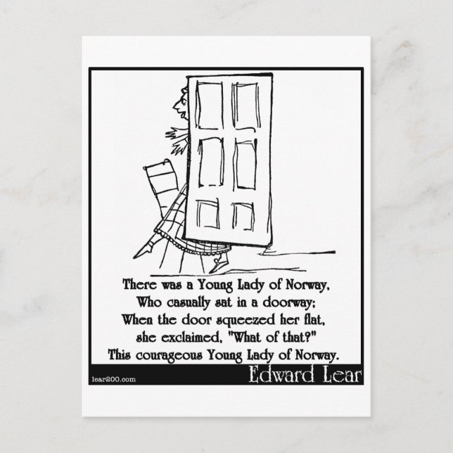 Postal Había una joven dama de Noruega (Anverso)