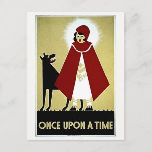 Postal Había una vez un Poster, capucha roja y lobo