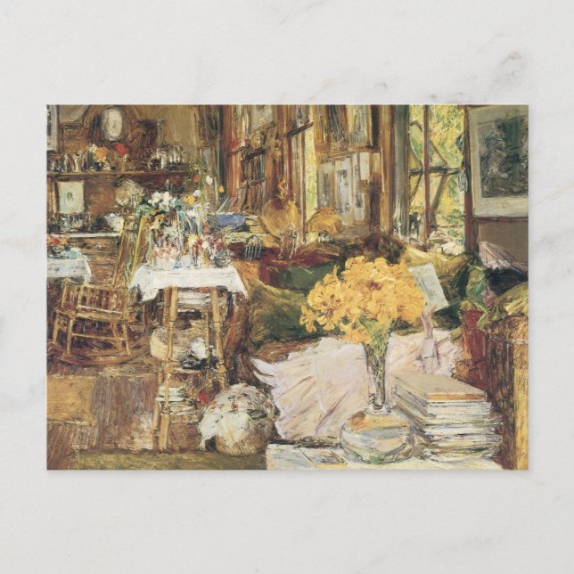 Postal Habitación de flores de Childe Hassam, Bella Artes (Anverso)