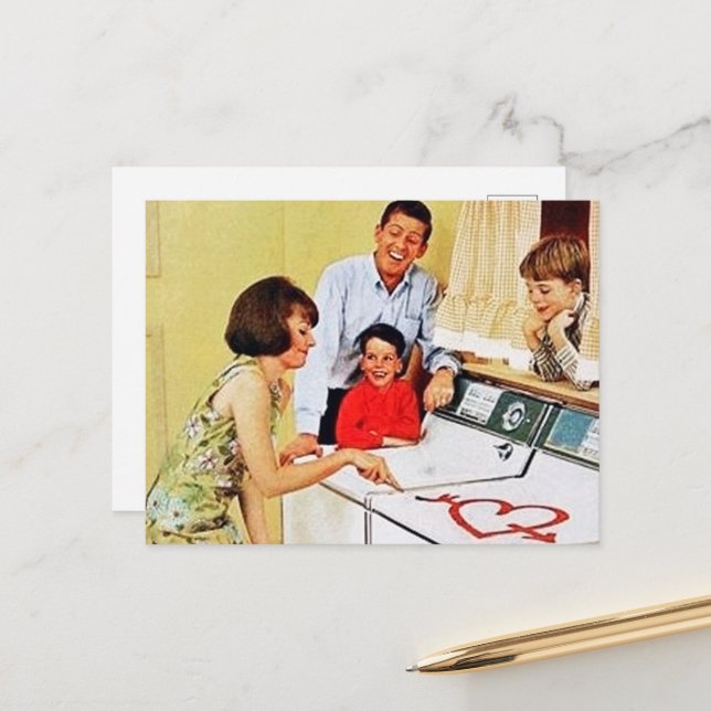 Postal habitación de lavandería retro vintage (Anverso/Reverso In Situ)