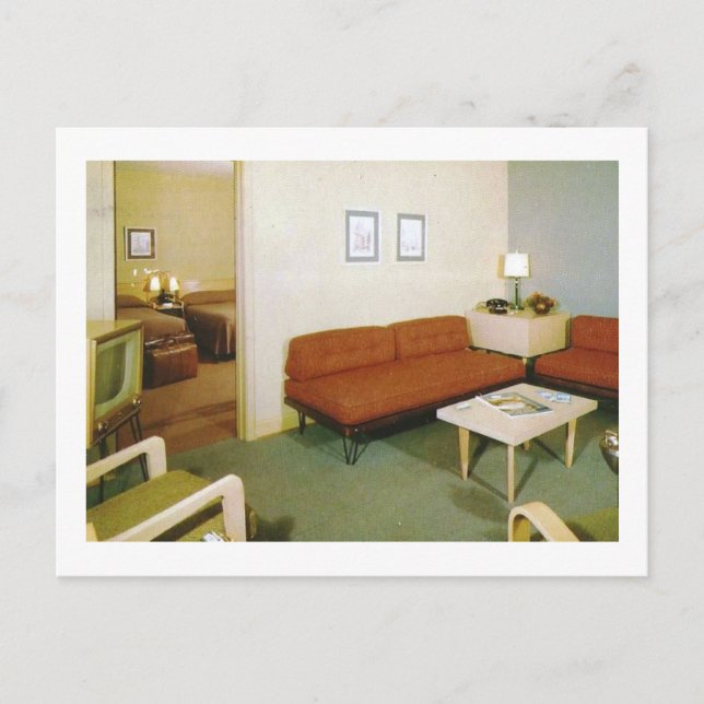 Postal Habitación de muebles de mediados de siglo retro (Anverso)