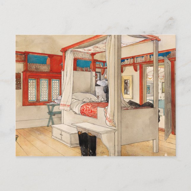 Postal Habitación de papi, 1895 por Carl Larsson (Anverso)