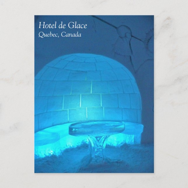 Postal Habitación Igloo en Hotel de Glace, Quebec, Canadá (Anverso)