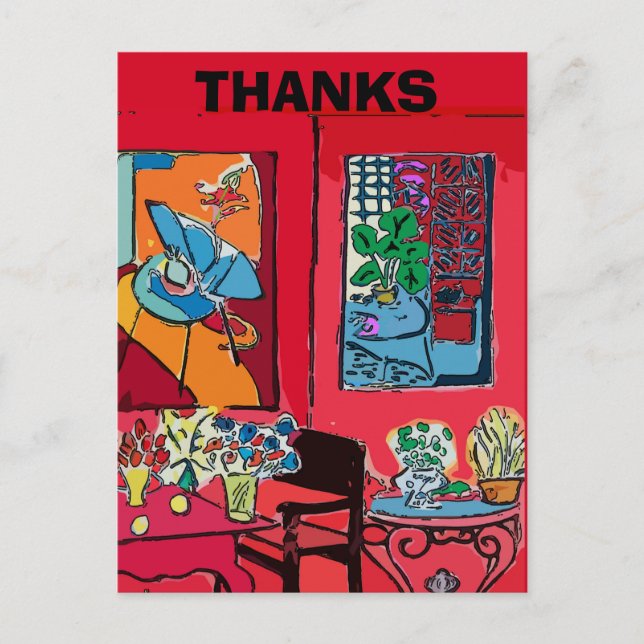 Postal Habitación roja con gato negro (Anverso)