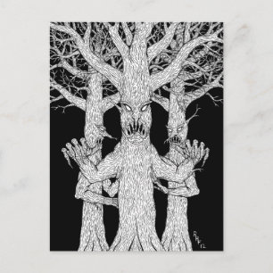Postal Habitantes del arte de terror extraño del bosque d