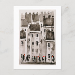 Postal Habitantes Urbanos Watercolor Art 2Postcard