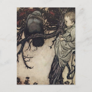 Postal “Hablando con los pájaros” de Arthur Rackham