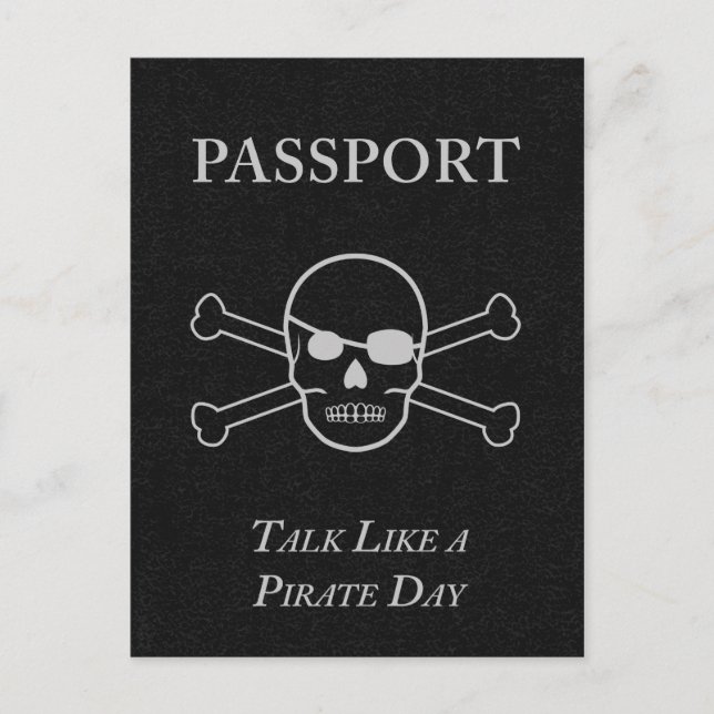Postal hablar como un pasaporte de día de pirata (Anverso)