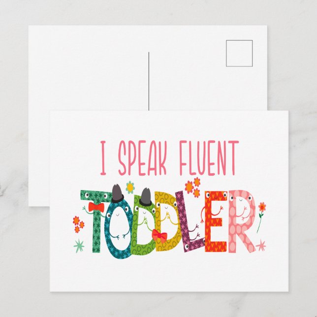 Postal Hablo con fluidez niño pequeño - mamá, regalo de m (Anverso / Reverso)