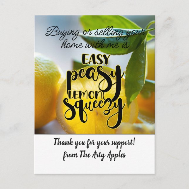 Postal hacer cada experiencia fácil peasy lemon squeezl (Anverso)