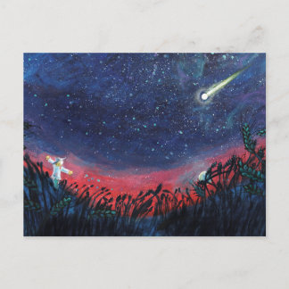 Postal Hacer un deseo en un Ilustracion de una estrella d