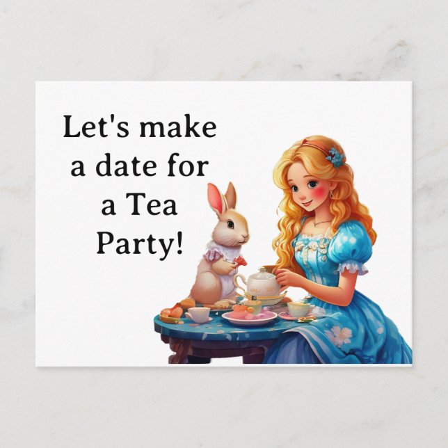Postal Hacer una fecha para un Fiesta de té (Anverso)
