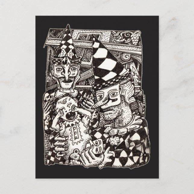 Postal Haciendo del hombre, por Brian Benson (Anverso)