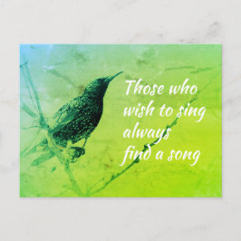 Postal Haciendo notar la rama del árbol en mayo cantando
