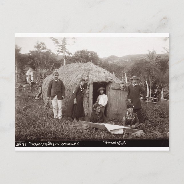 Postal Haciendo Tappa, una tela nativa, c.1875 (foto sepi (Anverso)