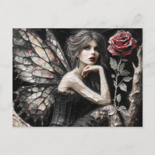 Postal Hada Adorable anclada en una rama