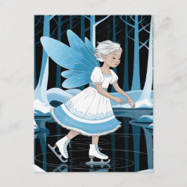 Postal Hada adorable patinando sobre hielo Estanque inver