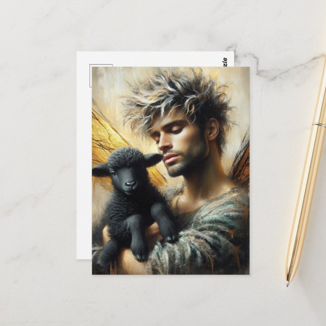 Postal Hada con cordero negro (Anverso/Reverso In Situ)