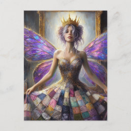 Postal Hada con una vestimenta llena posando en el espejo