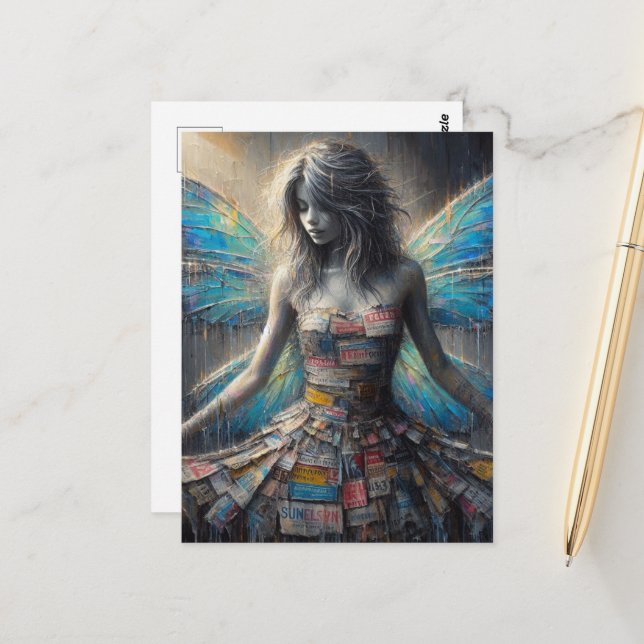 Postal Hada con vestido reciclado (Anverso/Reverso In Situ)