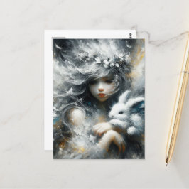 Postal Hada Cuta y su conejo Adorable