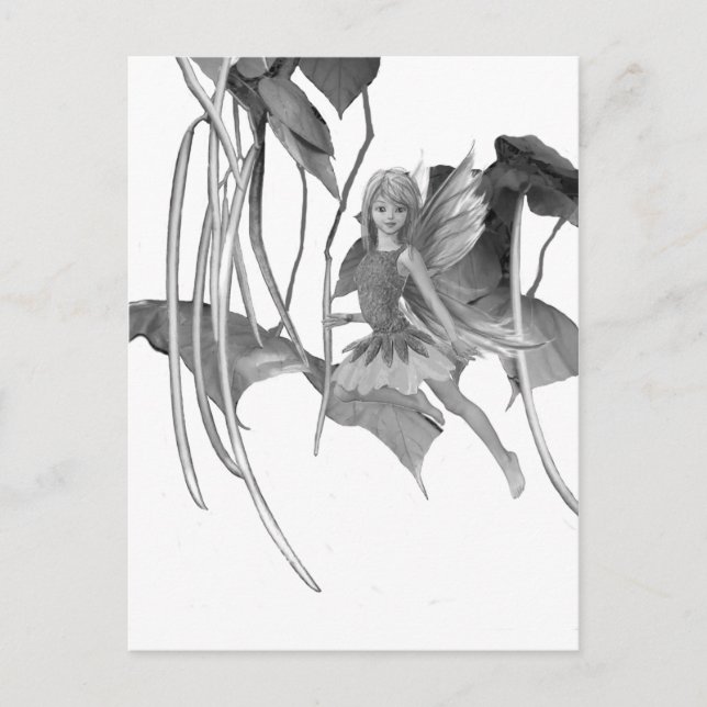 Postal Hada de árbol catalán con vainas de semillas (Anverso)