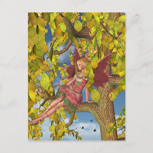 Postal Hada de flor de árbol de primavera (Anverso)