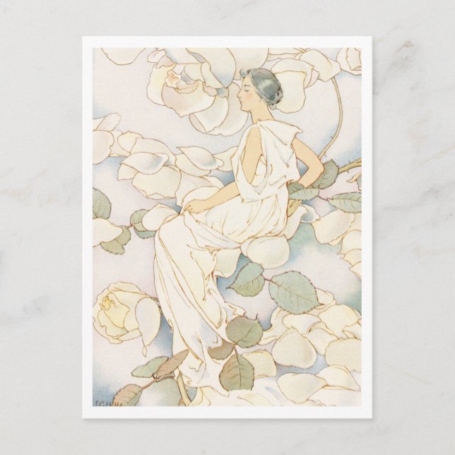 Postal Hada de flores, colinas de Laura Coombs, arte (Anverso)