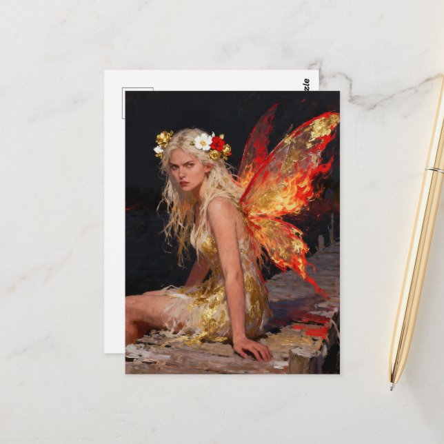 Postal Hada de Fuego con Actitud (Anverso/Reverso In Situ)