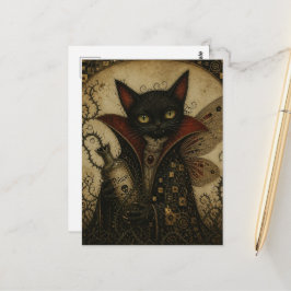Postal Hada de gato negro vampiro adorable