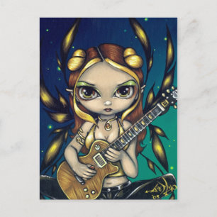 Postal "Hada de Guitarra Dorada"