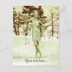 Postal Hada de Invierno en Arte de Fantasía de Bosque Nev