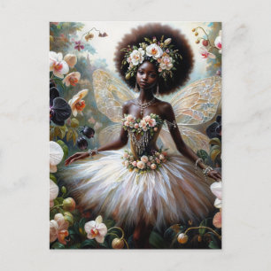 Postal Hada de la Orquídea Negra con Afro