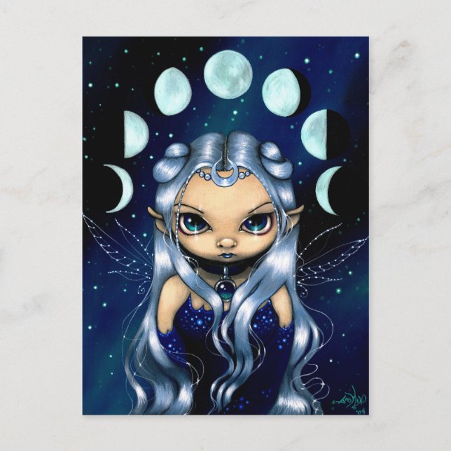 Postal "Hada de las lunas cambiantes" (Anverso)